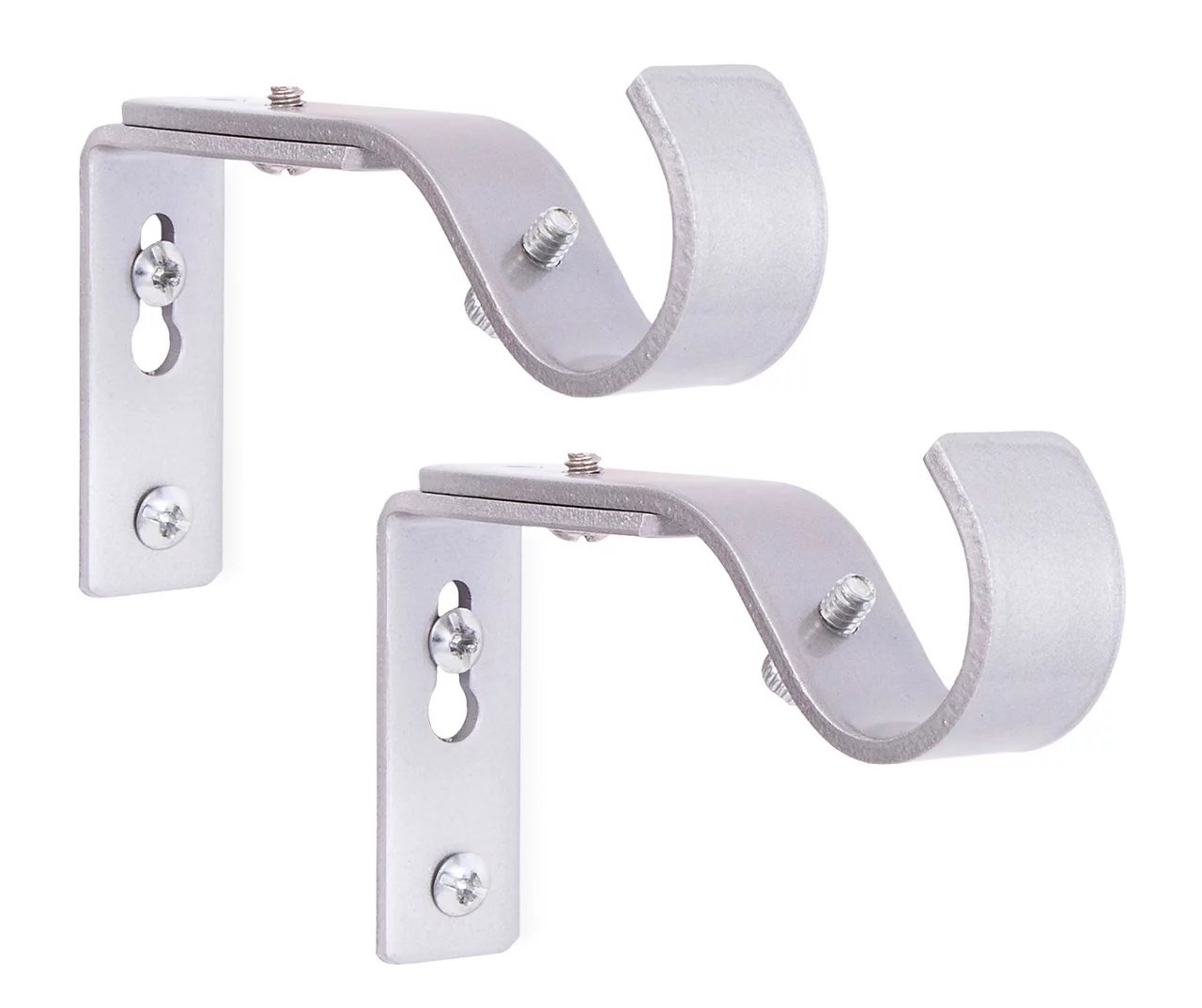 Brushed Nickel Adjustable Curtain Rod Brackets, 2-Pack