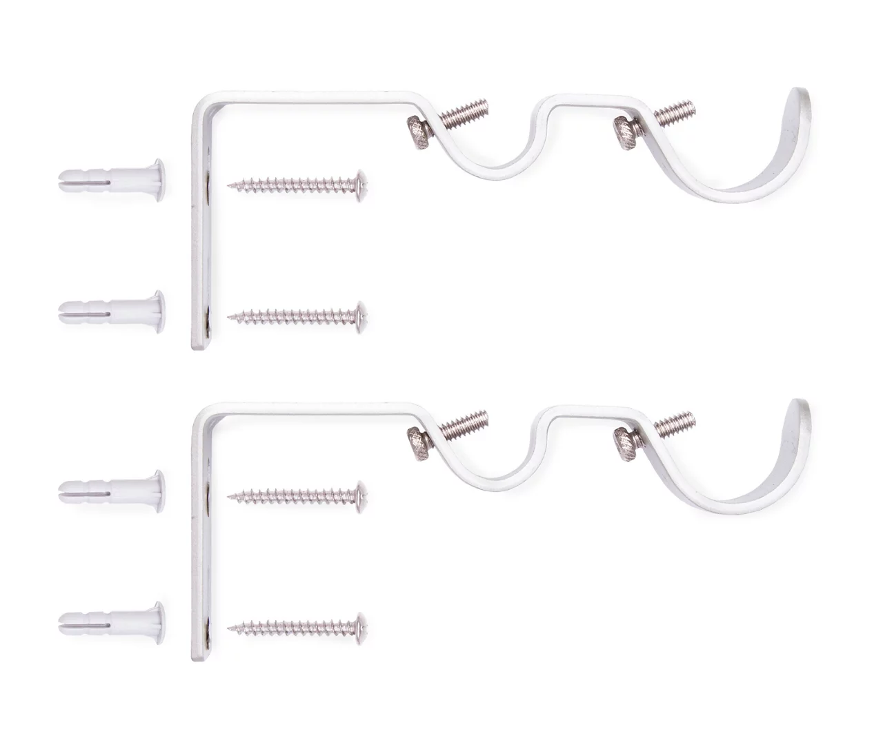 Brushed Nickel Adjustable Double Curtain Rod Brackets, 2-Pack - Image 2