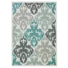 Broyhill Eastlake Teal & Gray Damask Outdoor Area Rug