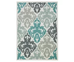 Broyhill Eastlake Teal & Gray Damask Outdoor Area Rug