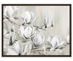 White Magnolia Tree Framed Canvas
