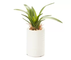 Mini Faux Greenery In White Ceramic Pot