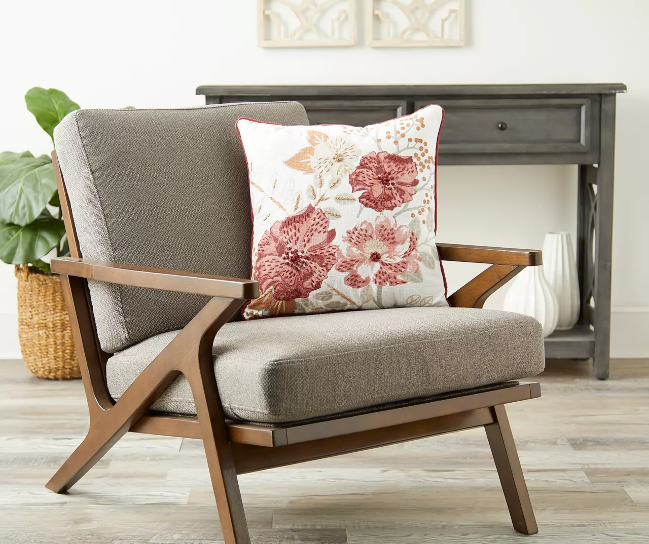 Rust Floral Throw Pillow - Image 3