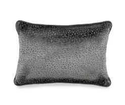 Gray Petals Lumbar Throw Pillow