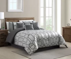 Broyhill Aslan Charcoal & Silver Jacquard 8-Piece Comforter Set