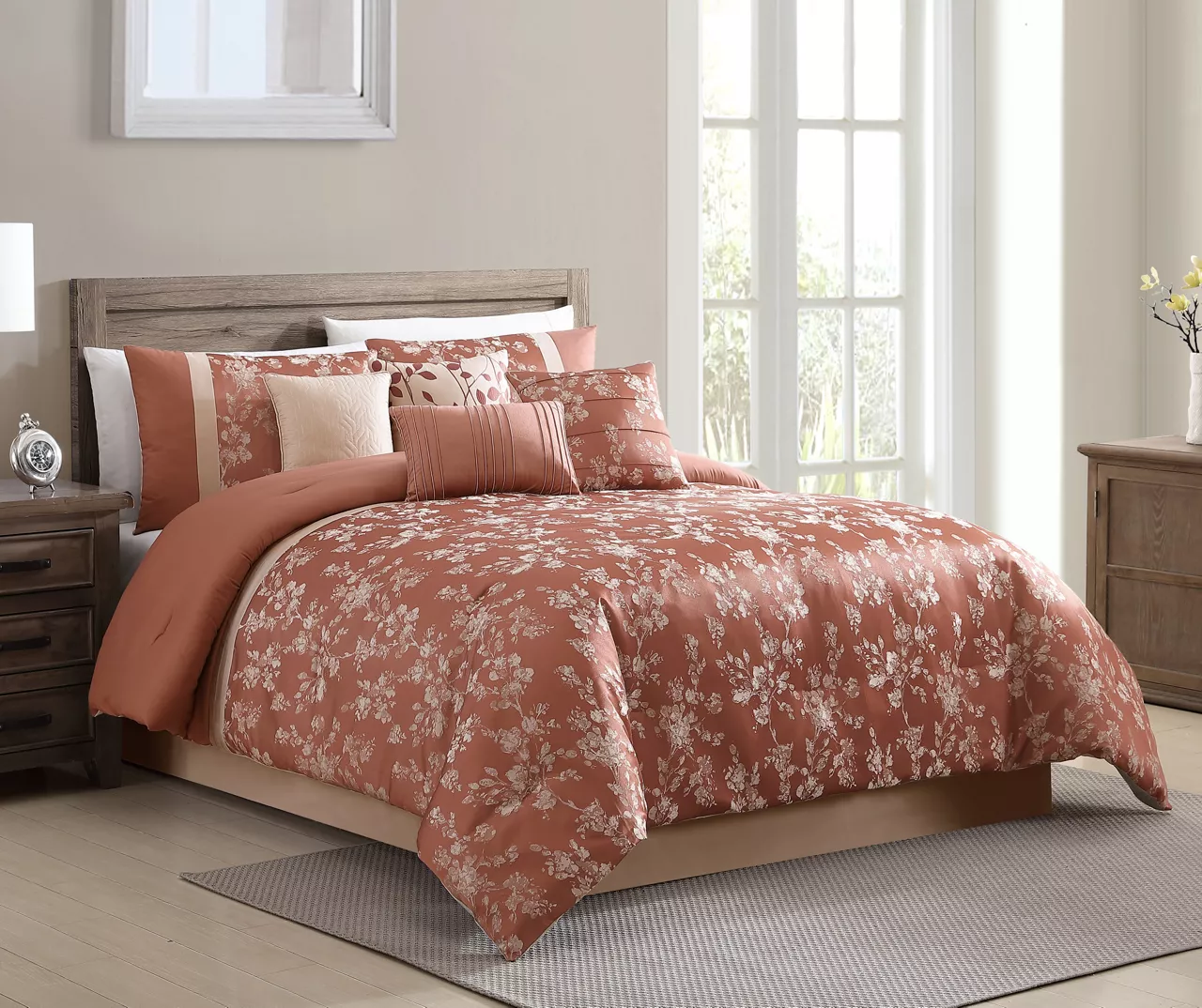Broyhill Kirkwale Rust Floral Jacquard 8-Piece Comforter Set - Image 2