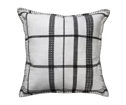Madison White & Black Plaid Square Throw Pillow