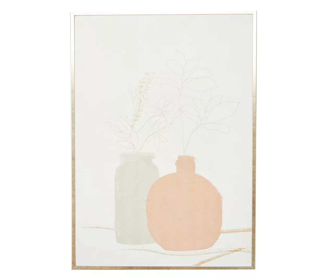 Pink & Gray Potted Plants Framed Canvas