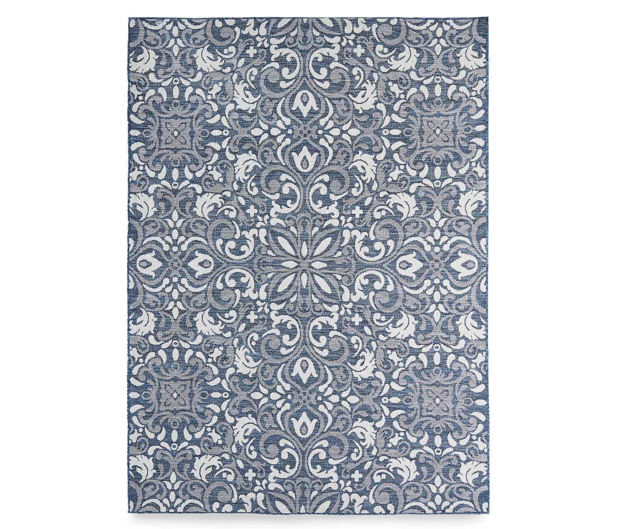 Broyhill Sandpointe Cobalt & Ecru Damask Outdoor Area Rug - Image 7