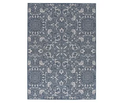 Broyhill Sandpointe Cobalt & Ecru Damask Outdoor Area Rug