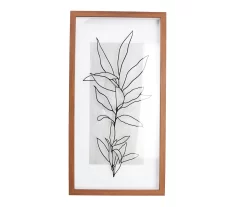 Black & Brown Botanical Line Drawing Leafy Plant Framed Wall Art