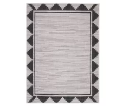 Broyhill Gray & Black Geometric Border Outdoor Area Rug