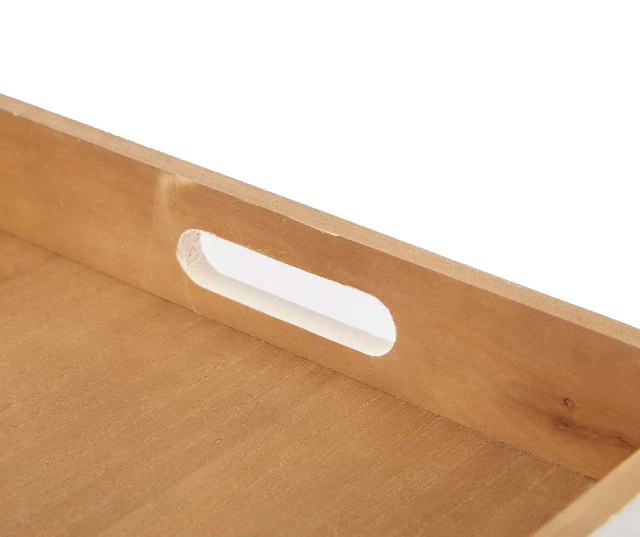 White Decorative Tray With Brown Faux Leather Accents - Image 2