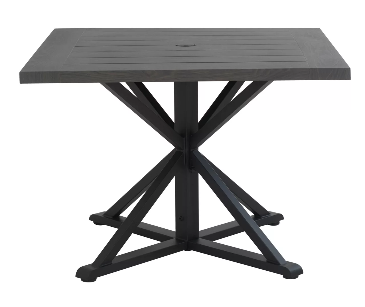 Autumn Cove Brown Wood Look Square Steel Patio Dining Table