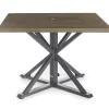 Autumn Cove Light Brown Wood Look Square Steel Patio Dining Table