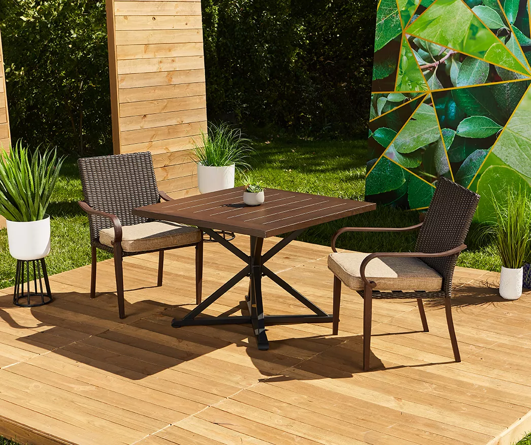 Broyhill Autumn Cove Wood Look Square Steel Patio Dining Table - Image 12