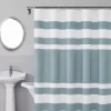 Slate Blue & White Color Block Waffle-Knit Fabric Shower Curtain
