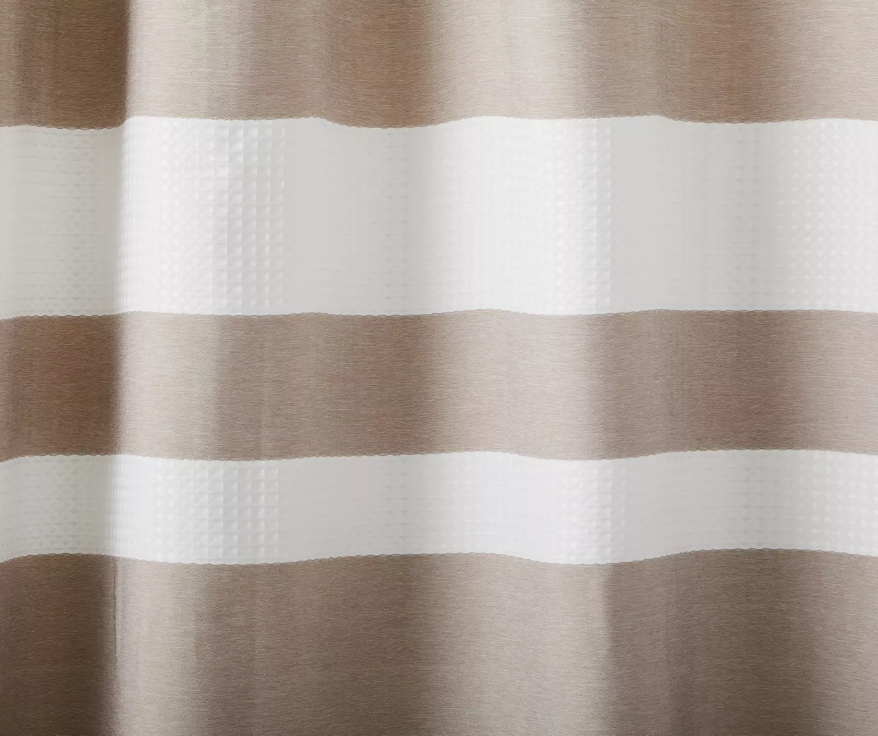 Warm Gray & White Color Block Waffle-Knit Fabric Shower Curtain - Image 2