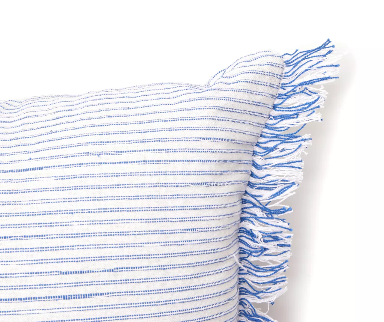 Blue Textured Stripe Square Throw Pillow - Image 2