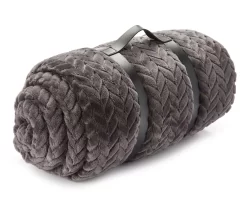 Charcoal Chevron Embossed Velvet Queen Blanket