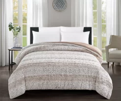 Broyhill Tan Animal Print Faux Fur Comforter