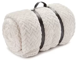 Whisper White Zigzag-Embossed Velvet King Blanket