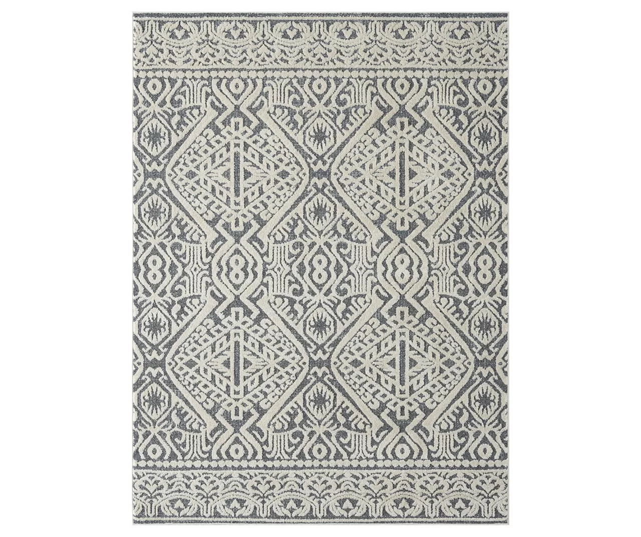 Aschot Gray Medallion Area Rug, (5' X 7')