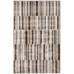 Bay Village Greige & Putty Block Stripe Area Rug, (8' X 10')