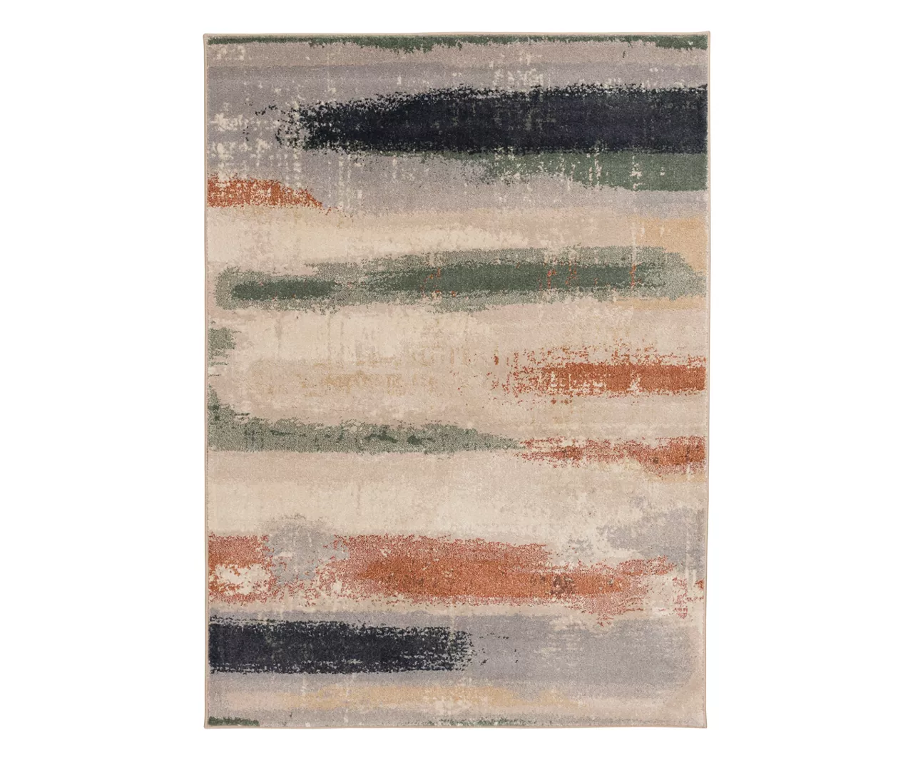Hadlee Sand, Coral & Green Abstract Area Rug, (6' X 9')