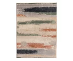 Hadlee Sand, Coral & Green Abstract Area Rug, (5' X 7')
