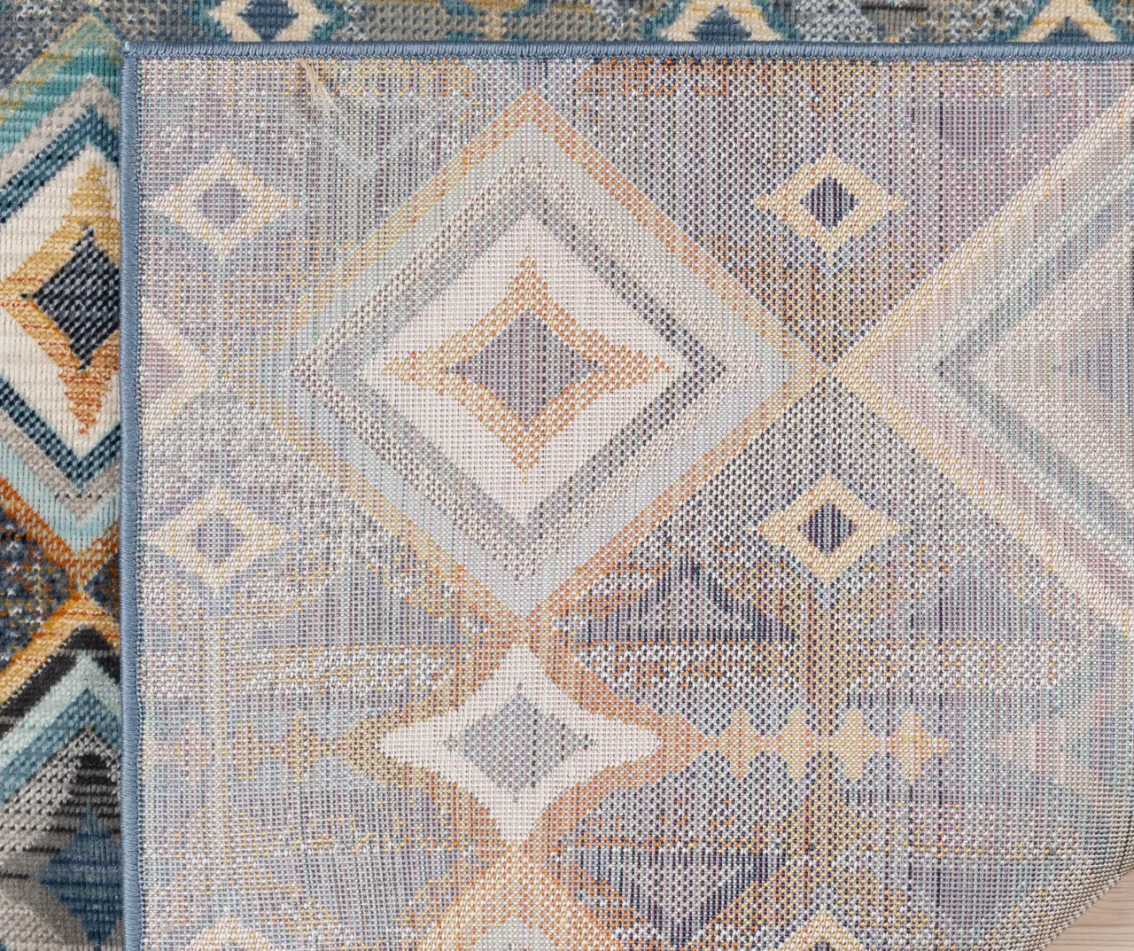 Karok Blue & Yellow Geometric Outdoor Area Rug, (6' X 9') - Image 4