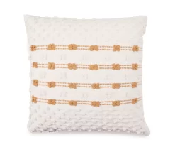 White & Tan Panna Stripe Throw Pillow