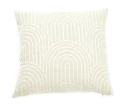 New Beginnings Fog Green & White Arch Chenille Square Throw Pillow