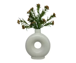 New Beginnings Green Artificial Floral Arrangement With White Round Ring Vase