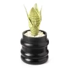 Wild Sedona Artificial Succulent In Black Ribbed Cement Pot