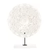 White Floral Cut-Out Carved Circle Tabletop Decor