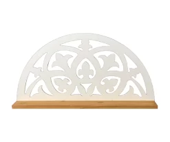 White Fleur-De-Lis Carved Wood Wall Shelf