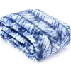 Blue & White Herringbone Queen/King Plush Velvet Blanket