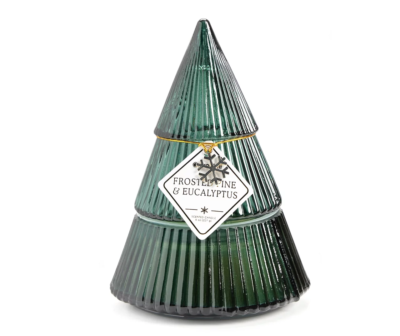 Festive Gathering Frosted Pine & Eucalyptus Glass Tree Candle, 8 Oz.