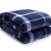 Navy & White Plaid Queen/King Velvet Plush Blanket