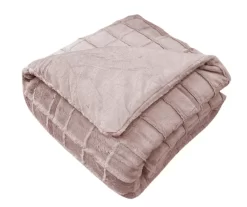 Pink Textured Grid Faux Fur Full/Queen Comforter
