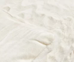 White Chevron Stripe Faux Fur Full/Queen Comforter