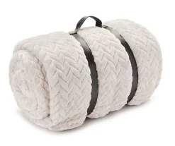 Whisper White Zigzag-Embossed Velvet Queen Blanket